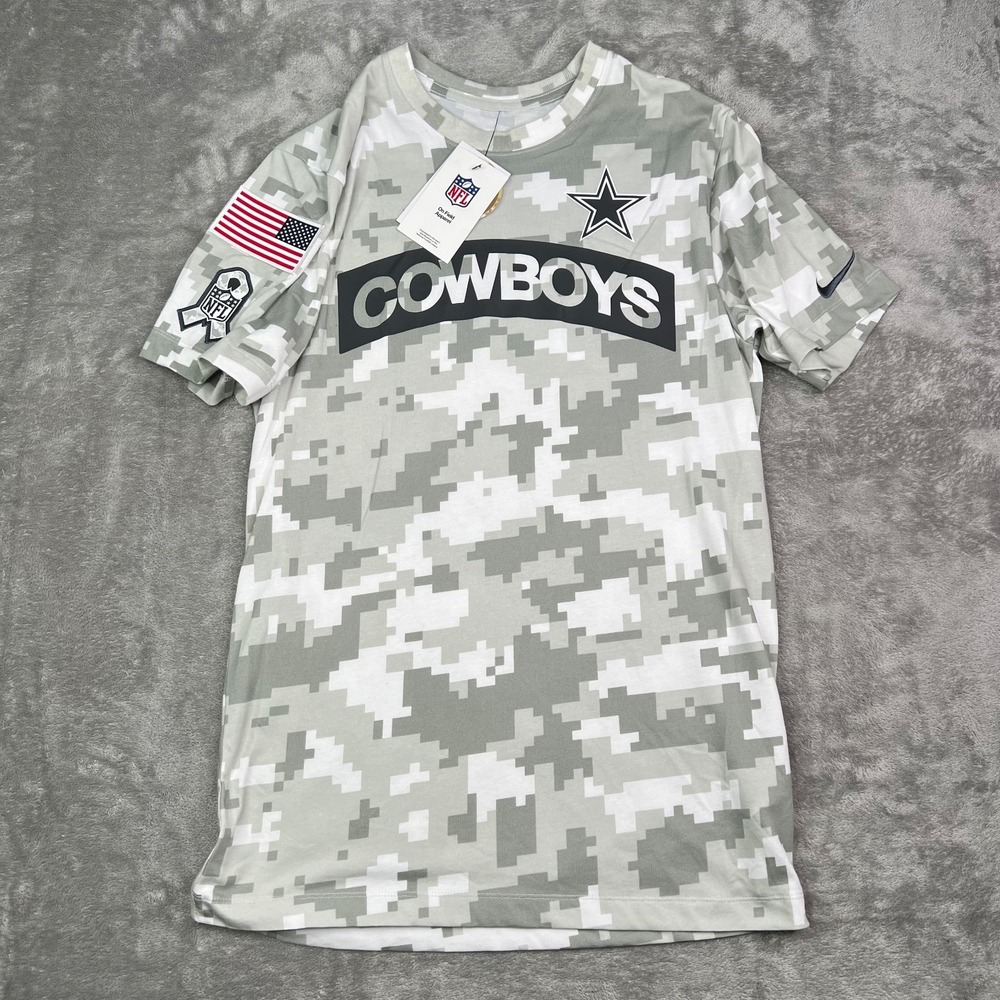 Nike Dallas Cowboys Salute to Service Men's Size Small T-Shirt Arctic Camo White